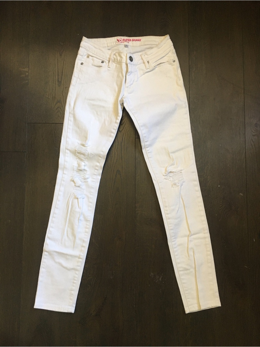 White Distressed Super Skinny Jeans